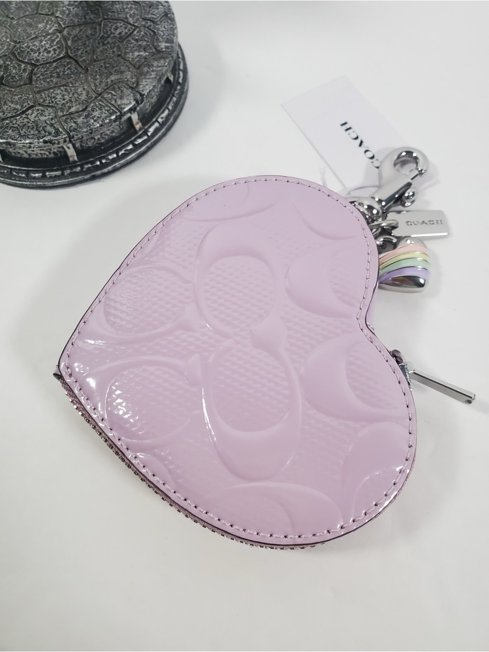Bundle Coach Teri Shoulder Bag & Heart Bag Charm With Patent Signature NWT - Picture 11 of 14